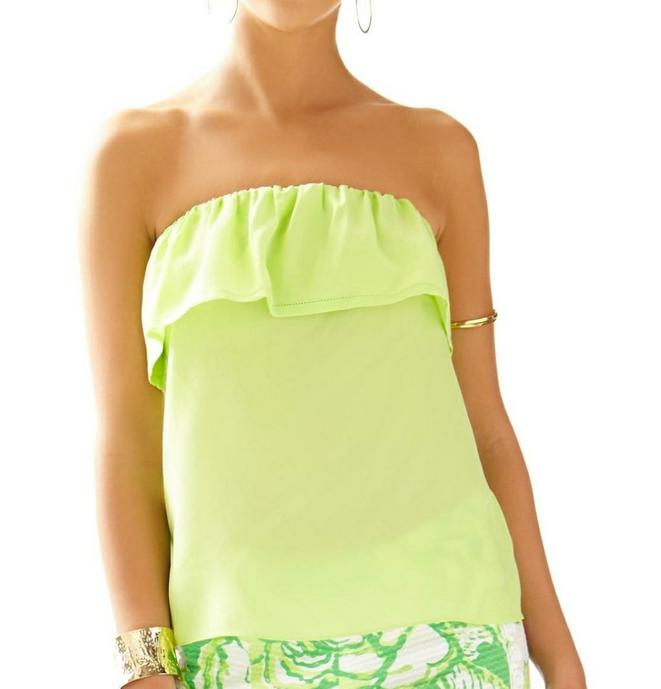Lilly Pulitzer ruffle strapless silk top